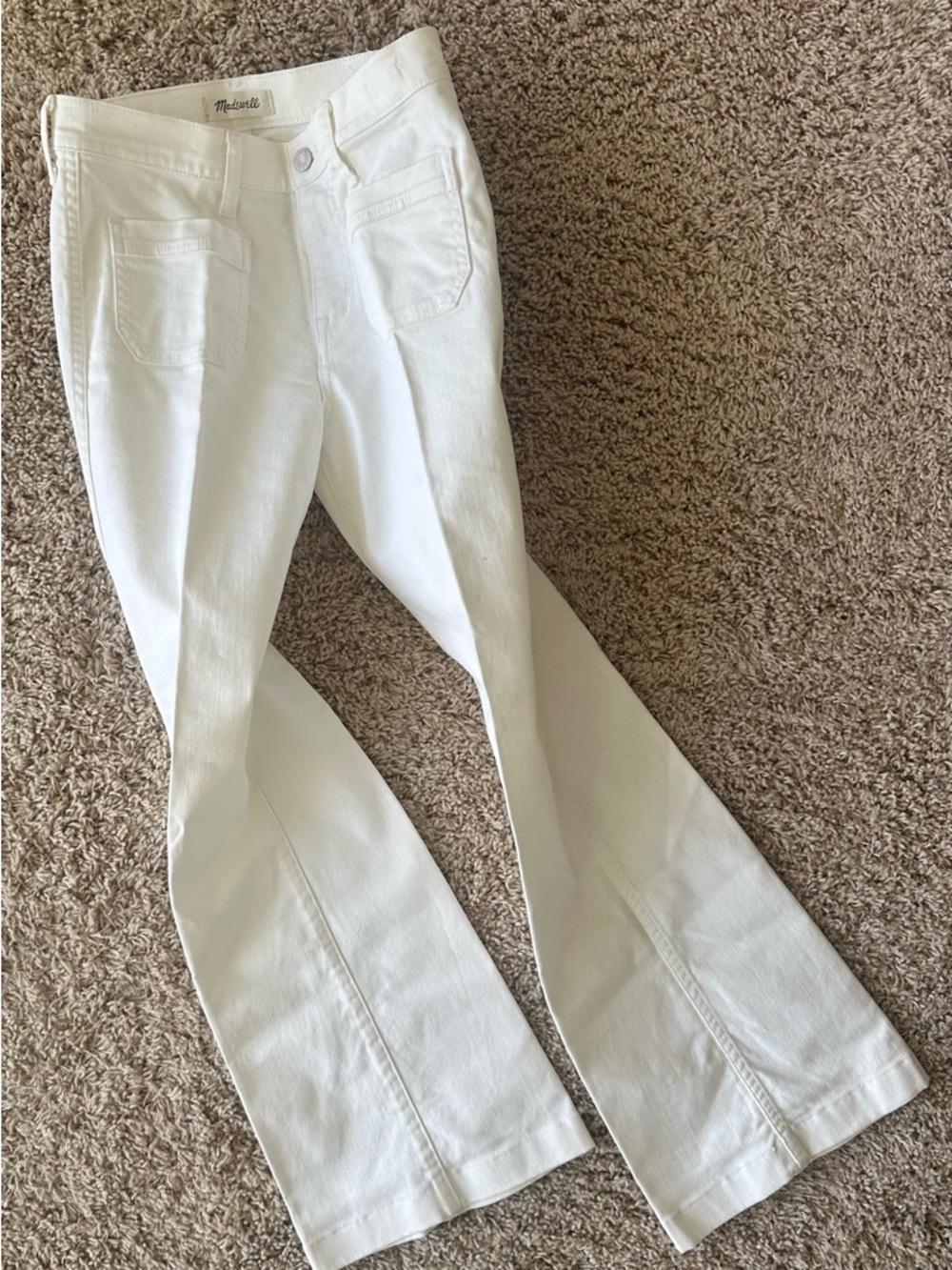 Madewell White High-Rise Flare Jeans